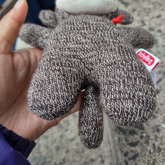 •Schylling Sock Monkey Yarn Red Hair 7" Brown Plush Stuffed Animal Baby Doll - Picture 9 of 12